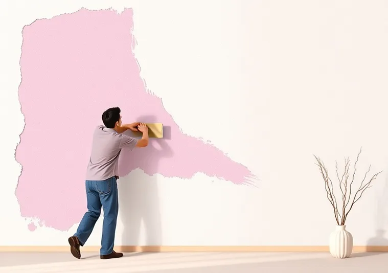 Application d'un enduit décoratif à la lisseuse sur un mur